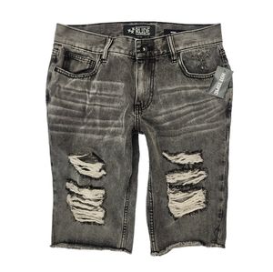 Hot Topic XXX RUDE Grey Distressed Shorts